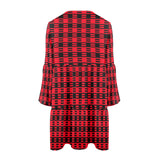 red black dashes print 2 V-Neck Loose Fit Dress (Model D66) - Objet D'Art