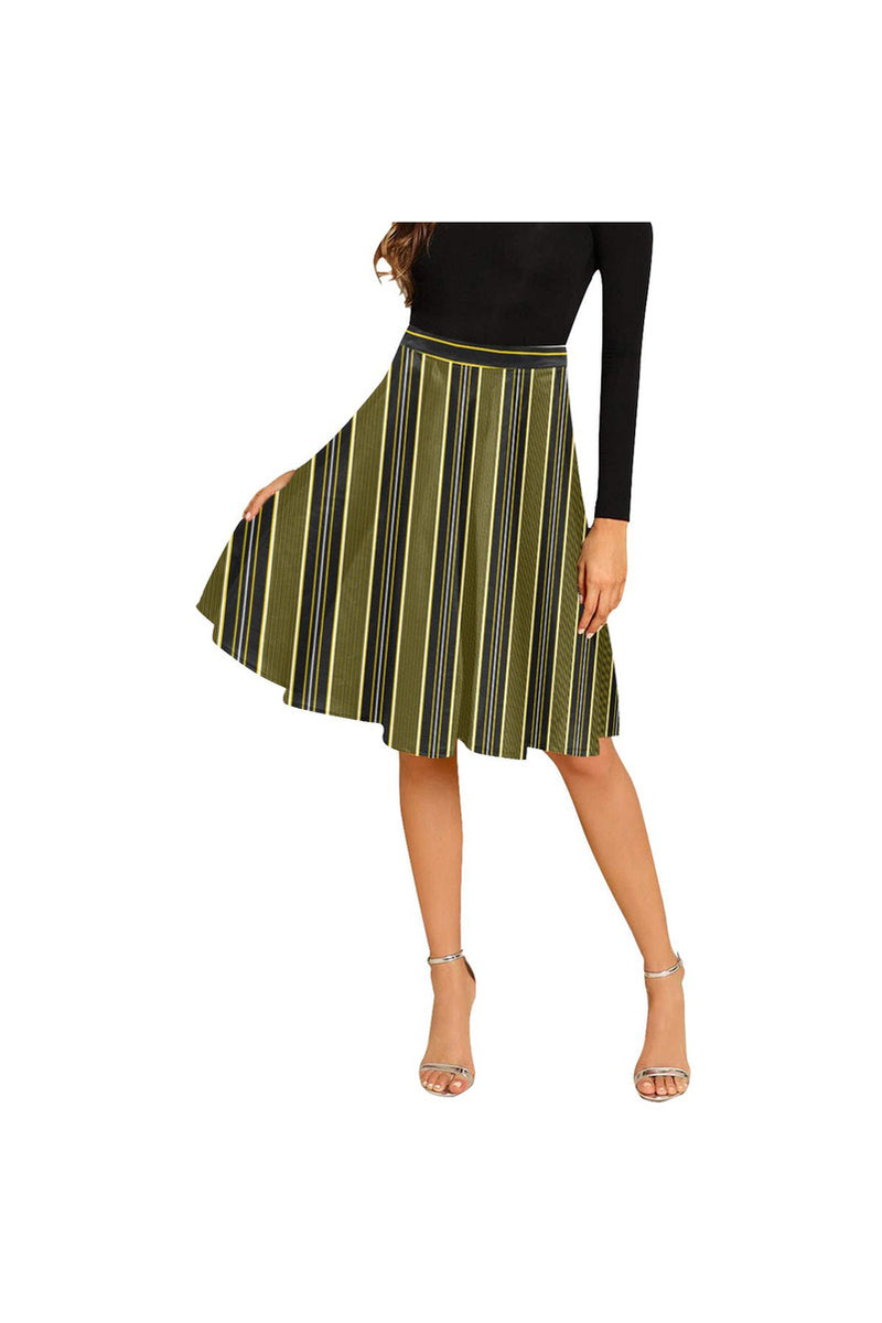 stripe D16 Belt Autumn Melete Pleated Midi Skirt (Model D15) - Objet D'Art