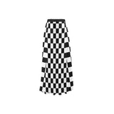 bw check print 2 High Slit Long Beach Dress (Model S40) - Objet D'Art