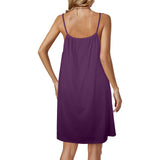 purple solid 5A Drawstring Neck Sleeveless Dress (Model D68) - Objet D'Art
