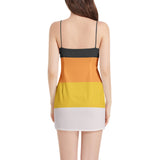 Candy Corn Sleeveless Square Neckline Spaghetti Strap Mini Dress - Objet D'Art