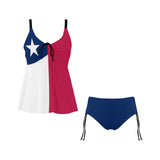 Texas Lone Star Chest Drawstring Swim Dress (Model S30) - Objet D'Art