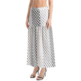 Decorative Striped Elastic Waist Ruffle Slit Hem Skirt - Objet D'Art