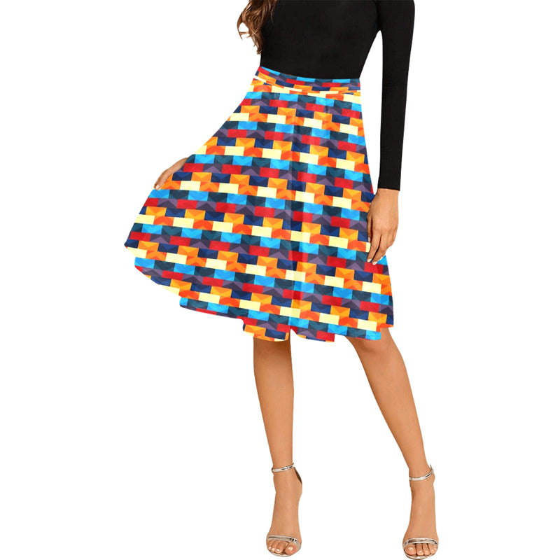color scheme print 10 Melete Pleated Midi Skirt (Model D15) - Objet D'Art