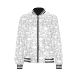 skull gray print All Over Print Bomber Jacket for Women (Model H21) - Objet D'Art