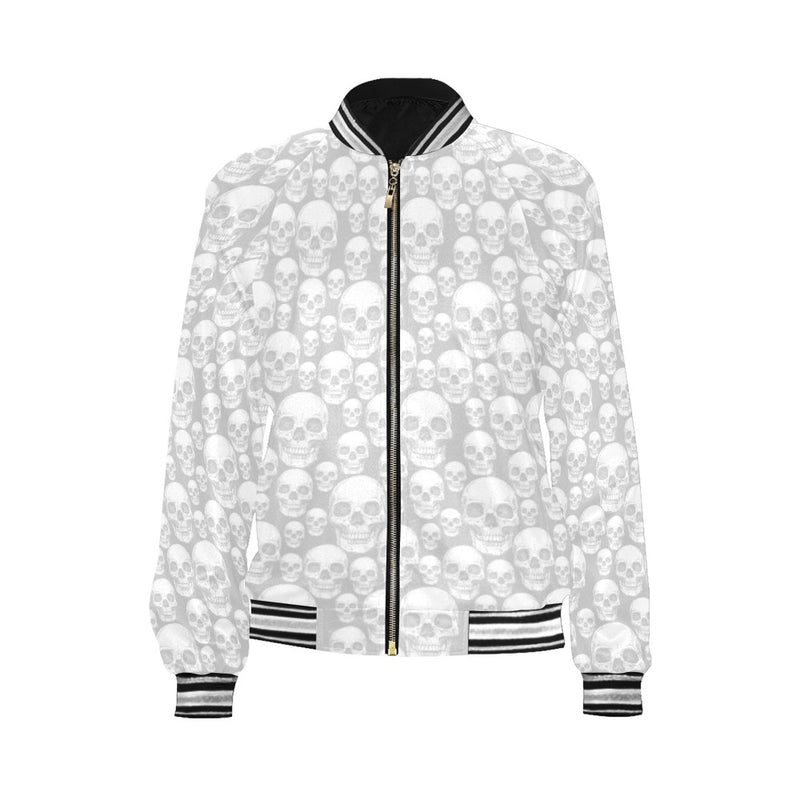 skull gray print All Over Print Bomber Jacket for Women (Model H21) - Objet D'Art