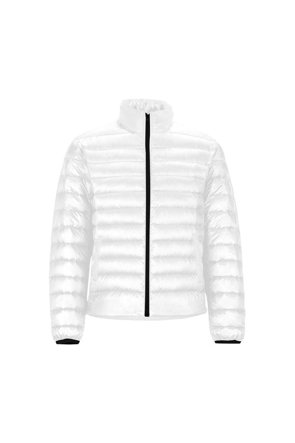 White Unisex Stand Collar Padded Jacket - Objet D'Art