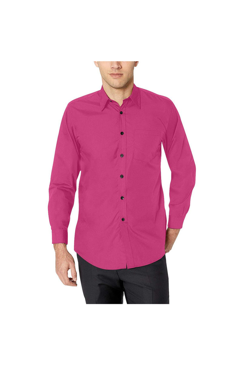 Peacock Pink Men's All Over Print Casual Dress Shirt - Objet D'Art