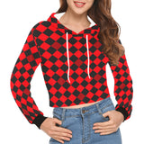 red black diamond print 2 All Over Print Crop Hoodie for Women (Model H22) - Objet D'Art