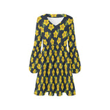 yellow flora print 2A V-Neck Loose Fit Dress (Model D62) - Objet D'Art