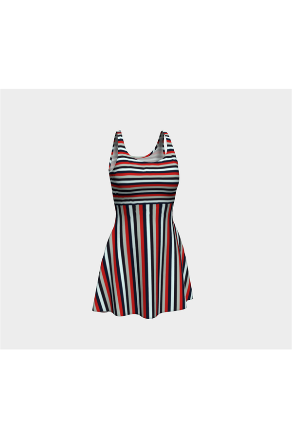 Cross Striped Flare Dress - Objet D'Art
