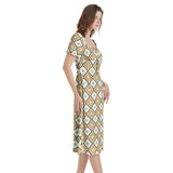 Puff Sleeve Split Thigh Midi Dress - Objet D'Art