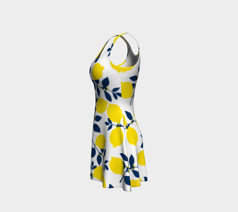 Lemon Print Flare Dress - Objet D'Art