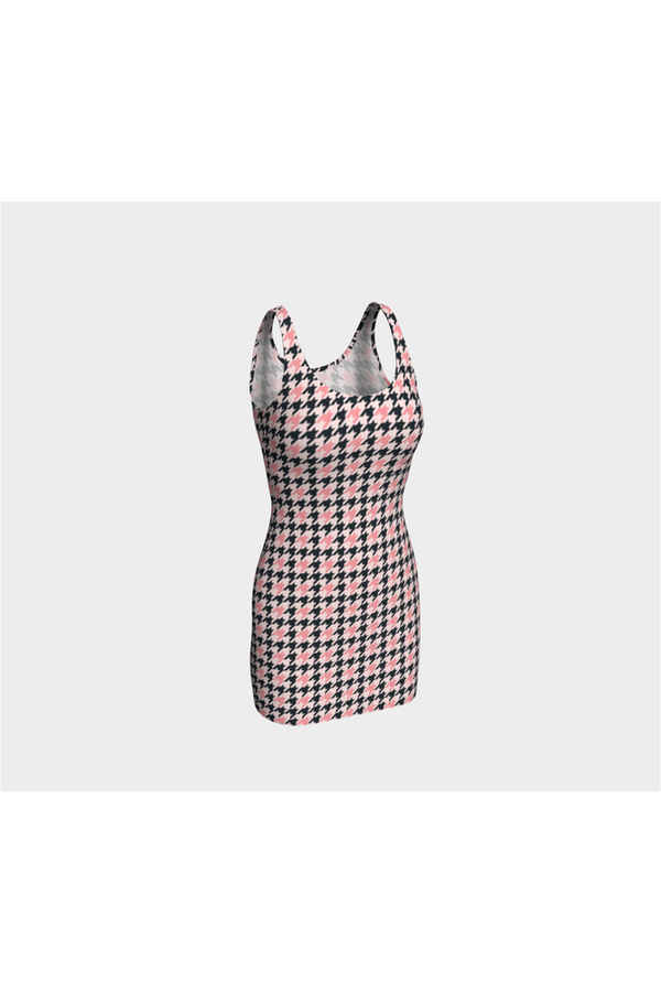 Pink Houndstooth Bodycon Dress - Objet D'Art
