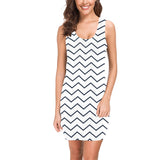 white blue chevron print 4A Medea Vest Dress (Model D06) - Objet D'Art