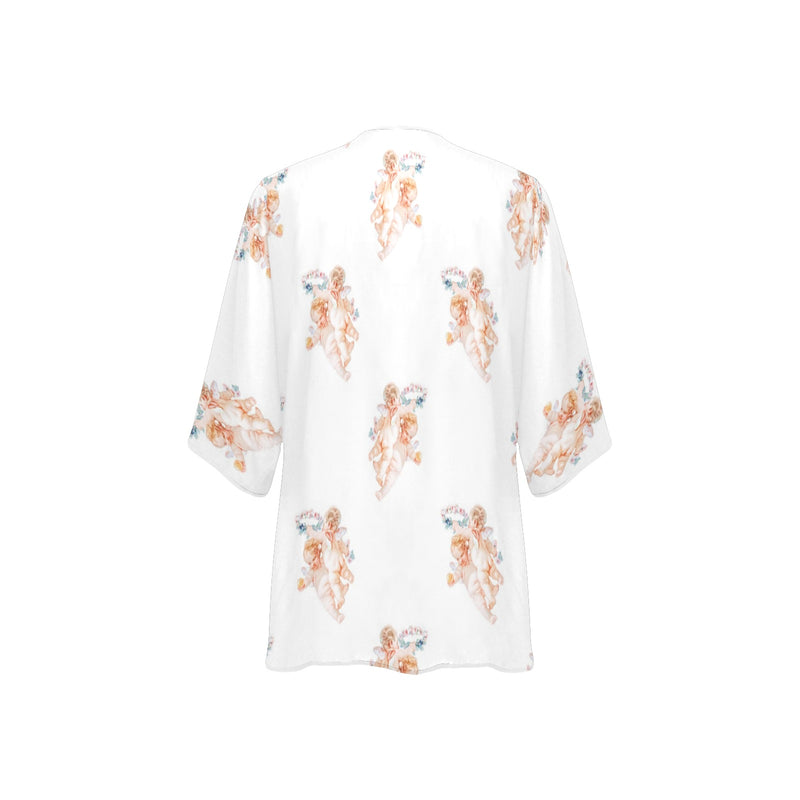 cheribum aloft smaller Women's Kimono Chiffon Cover Up (Model H51) - Objet D'Art