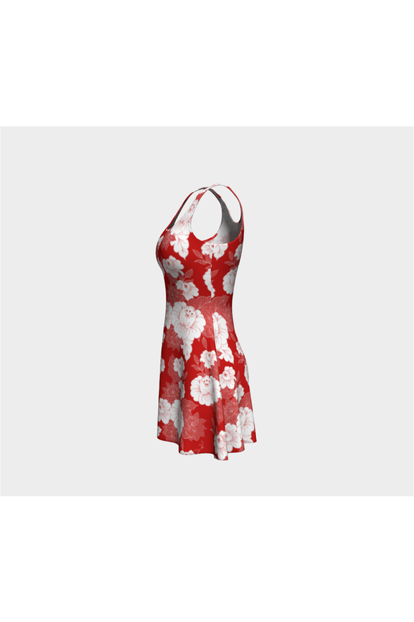 Red Floral Flare Dress - Objet D'Art