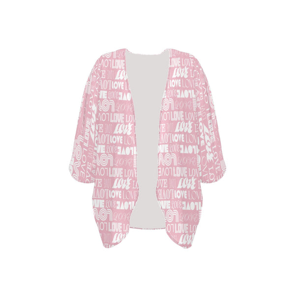 love print 9k Women's Kimono Chiffon Cover Up (Model H51) - Objet D'Art