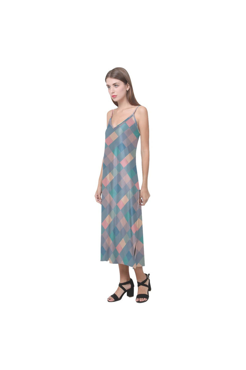 Pastel Pixels V-Neck Open Fork Long Dress - Objet D'Art Online Retail Store