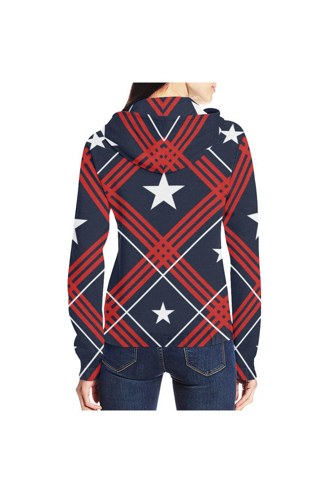 Americana Full Zip Hoodie for Women - Objet D'Art