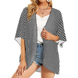 striped geo print 5C Women's Kimono Chiffon Cover Up (Model H51) - Objet D'Art