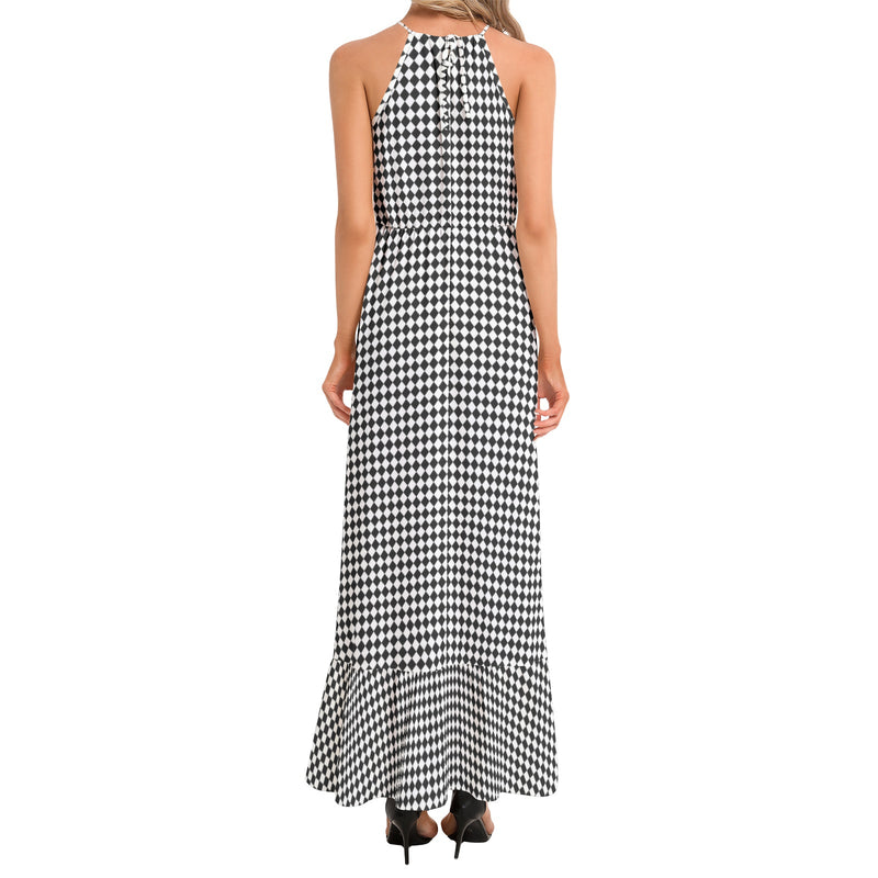 Ruffle Hem Halter Neck Maxi Dress - Objet D'Art