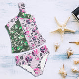 ROSE MULTICOLORED GRAY PINK PRINT 5 Women's One Shoulder Backless Swimsuit (Model S44) - Objet D'Art