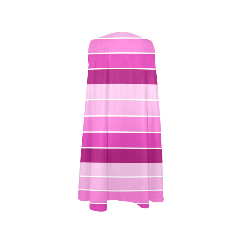 fuchsia bands print Sleeveless A-Line Pocket Dress (Model D57) - Objet D'Art