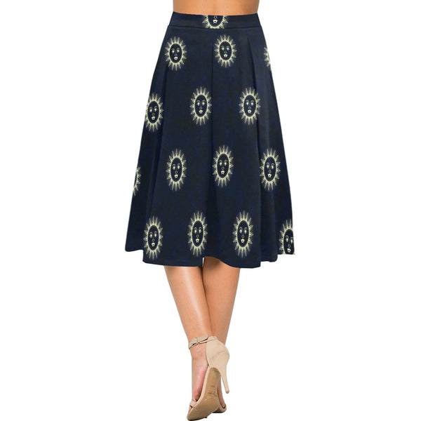 Vintage Sun Mnemosyne Women's Crepe Skirt (Model D16) - Objet D'Art