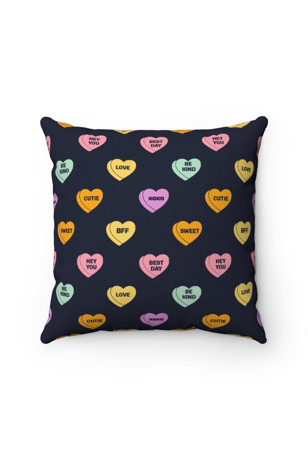Sweet Valentine's Day Candy Spun Polyester Square Pillow - Objet D'Art