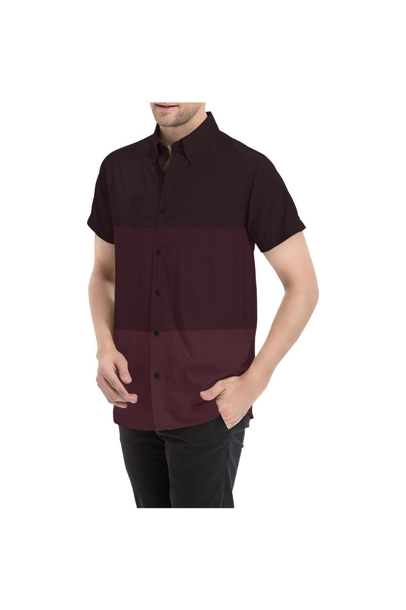 Tri-color Maroon Men's All Over Print Short Sleeve Shirt - Objet D'Art