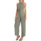 Halter Neck Buckle Belted Jumpsuit - Objet D'Art