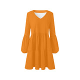 TURMERIC SOLID PRINT V-Neck Loose Fit Dress (Model D62) - Objet D'Art