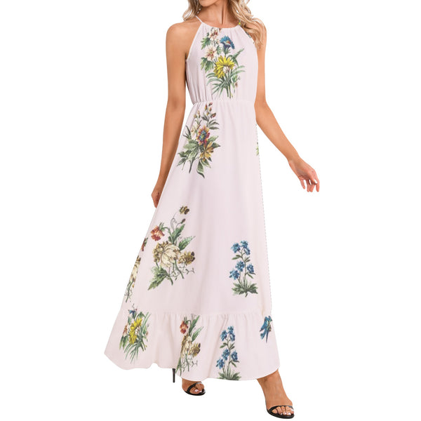Ruffle Hem Halter Neck Maxi Dress - Objet D'Art