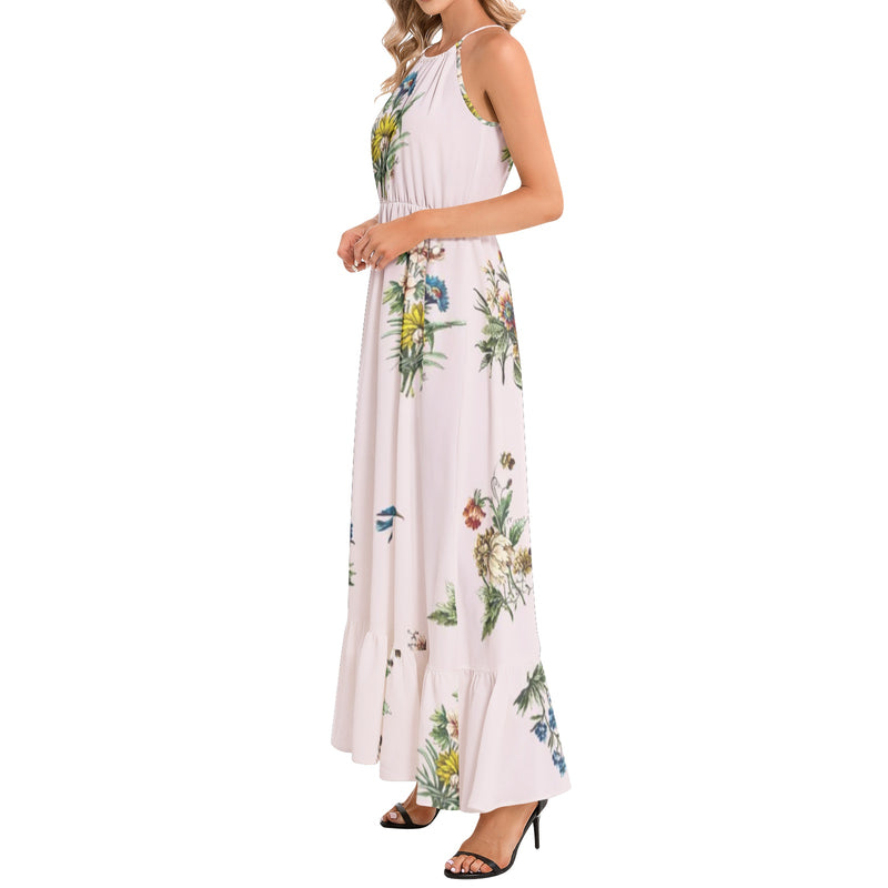 Ruffle Hem Halter Neck Maxi Dress - Objet D'Art