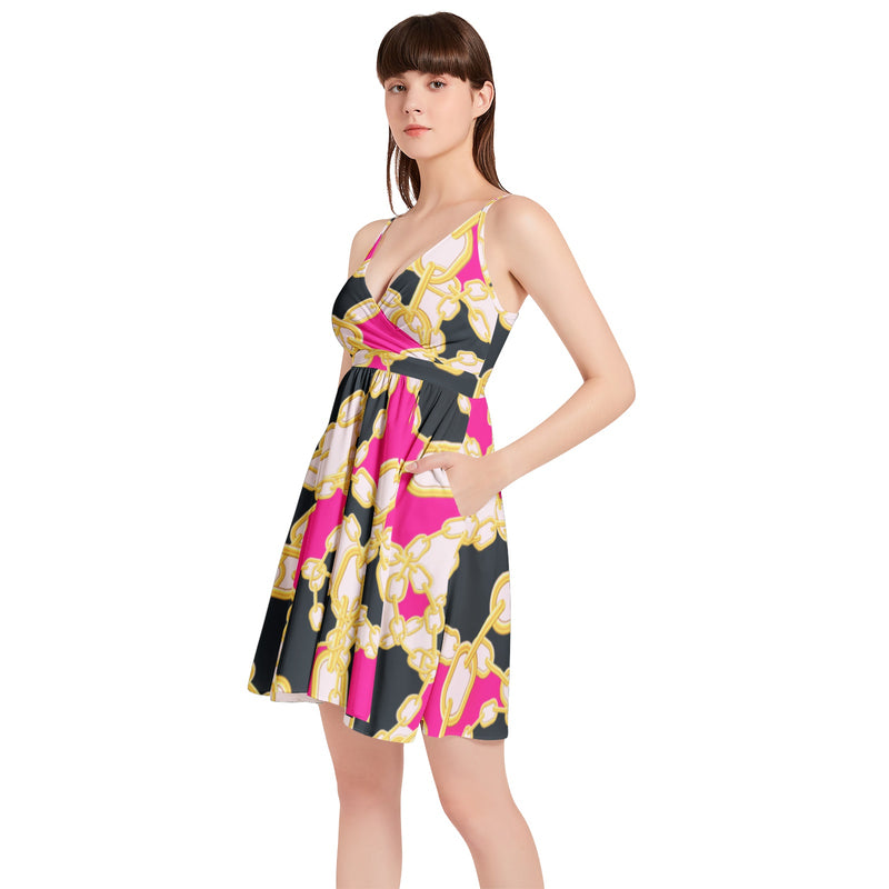 Spaghetti Strap Sleeveless Falred Hem Short Dress - Objet D'Art