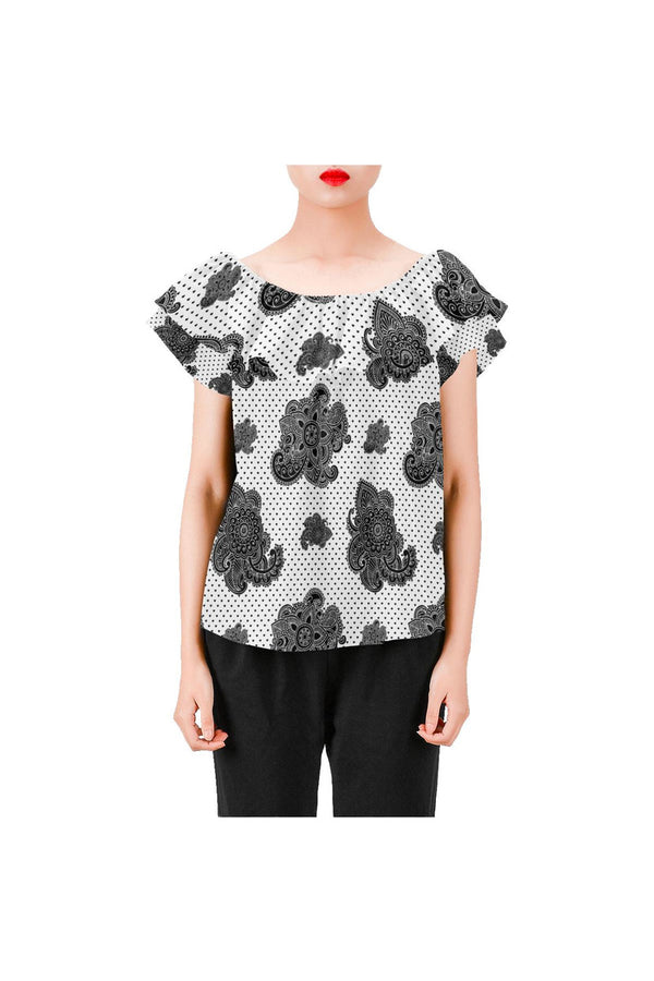 Paisley Hearts Women's Off Shoulder Blouse with Ruffle - Objet D'Art Online Retail Store