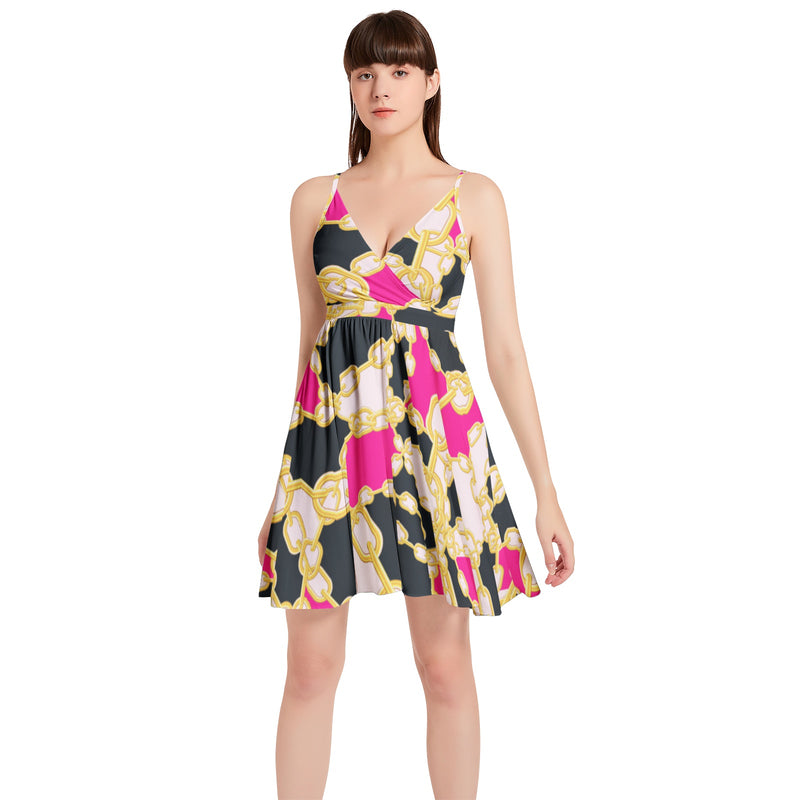 Spaghetti Strap Sleeveless Falred Hem Short Dress - Objet D'Art