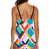 color moments print 2 Chest Drawstring Swim Dress (Model S30) - Objet D'Art