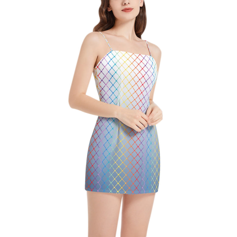 Sleeveless Square Neckline Spaghetti Strap Mini Dress - Objet D'Art