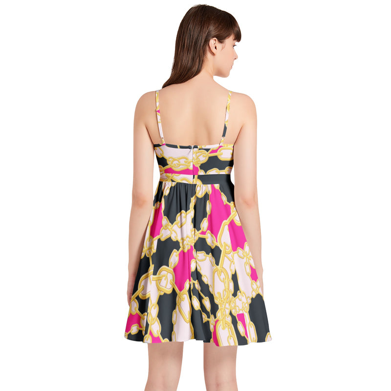 Spaghetti Strap Sleeveless Falred Hem Short Dress - Objet D'Art