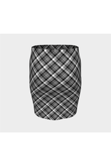 Gray Plaid Fitted Skirt - Objet D'Art