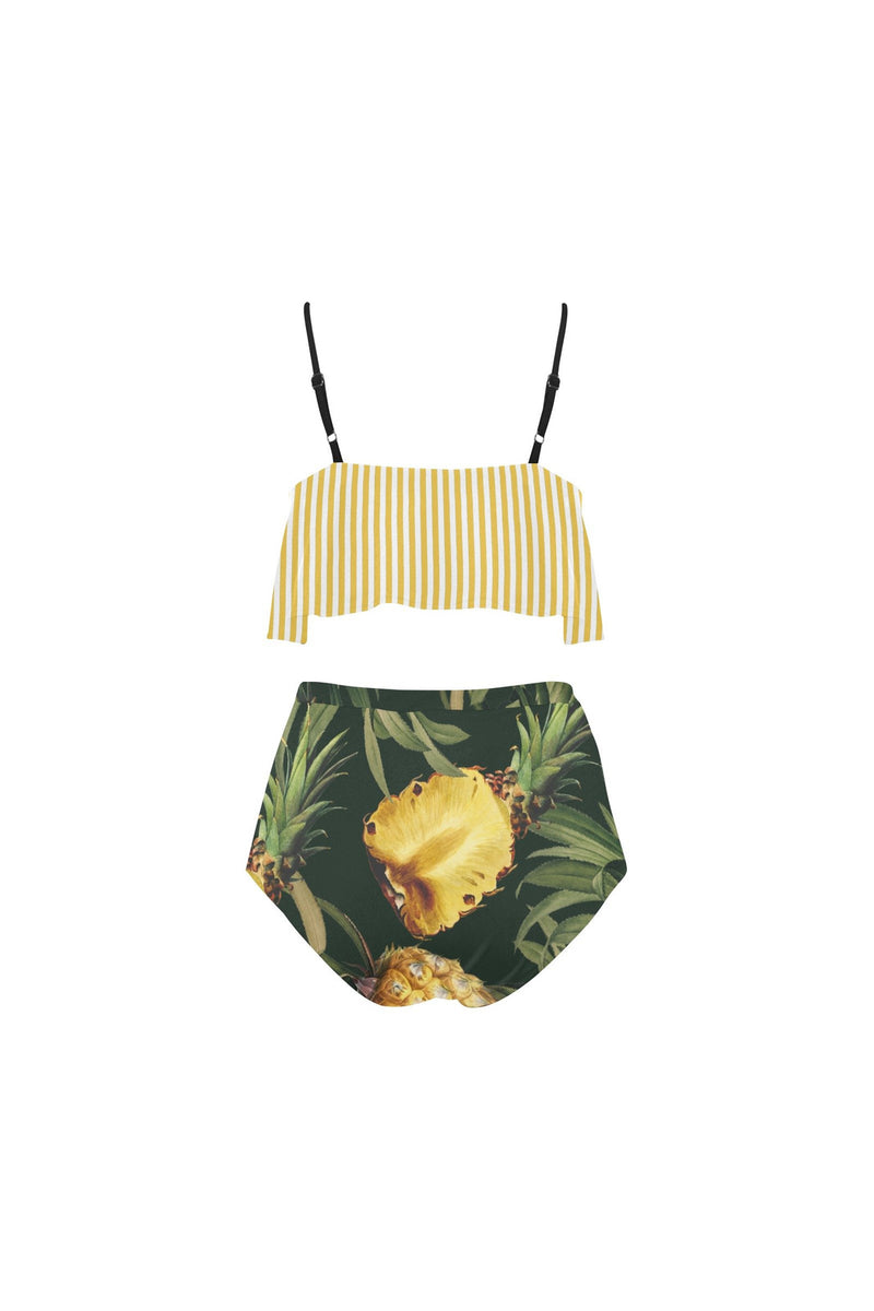 Pineapple Print High Waisted Flounce Bikini Set - Objet D'Art