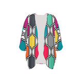 ogee colorful print Women's Kimono Chiffon Cover Up (Model H51) - Objet D'Art