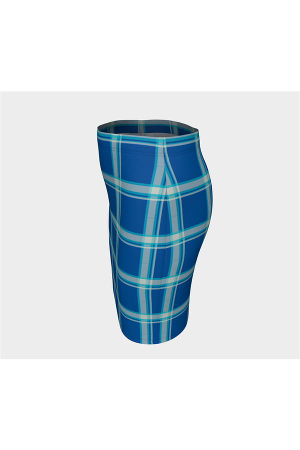 Tranquil Blue Plaid Fitted Skirt - Objet D'Art