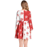Polyglot Kisses Lantern Sleeve Deep V-Neck Short Dress - Objet D'Art