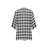 bw dash print Women's Kimono Chiffon Cover Up (Model H51) - Objet D'Art