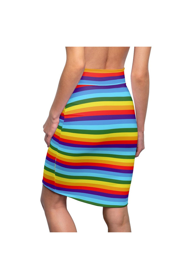 Rainbow Colored Women's Pencil Skirt - Objet D'Art