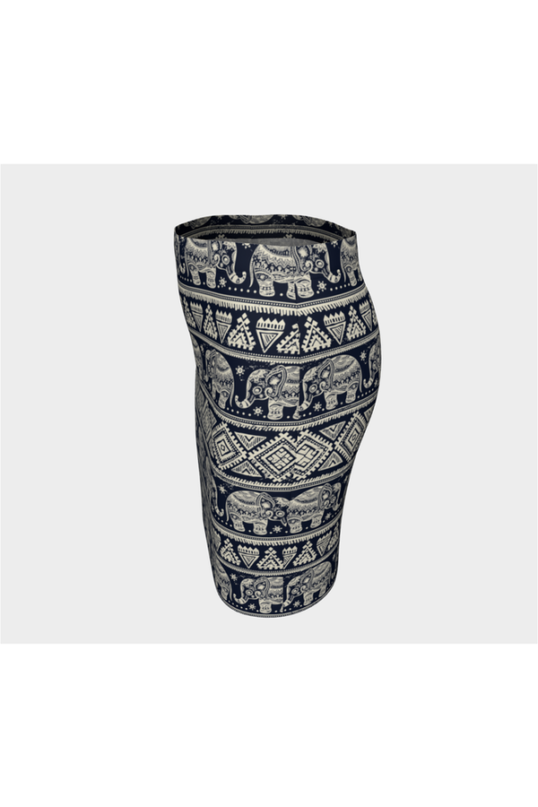 Nakashi Tribal Indian Elephant Parade Fitted Skirt - Objet D'Art