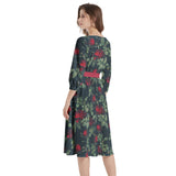 Boat Neck Belted Flared Dress - Objet D'Art